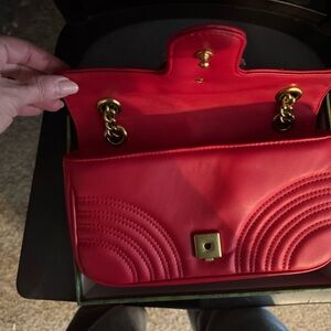 Elegant GG Red Leather Shoulder Bag